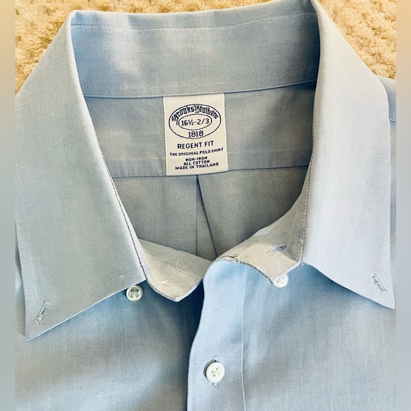 Men's “Brooks Brothers” Regent Fit Long Sleeve Button Up Dress Shirt - Picture 5 of 10